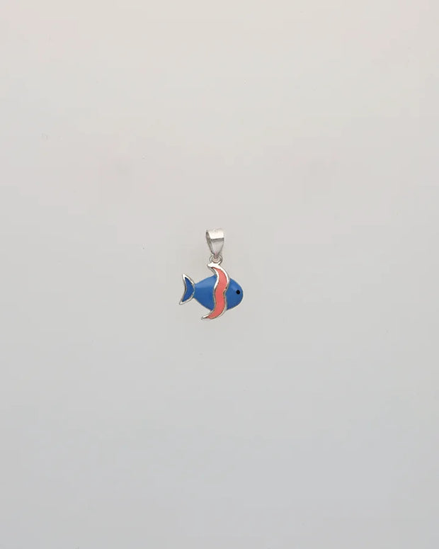 Blue & Pink Fishy Flutter Pendant in 92.5 Silver