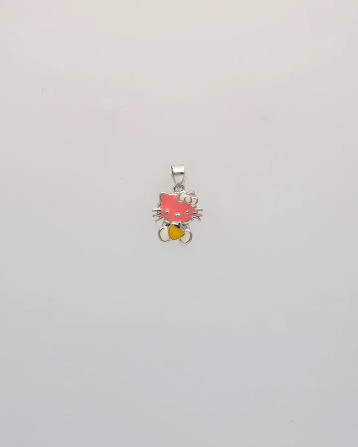Hello Kitty Pink Enamel Pendant in 92.5 Silver