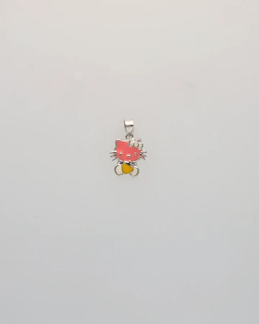 Hello Kitty Pink Enamel Pendant in 92.5 Silver