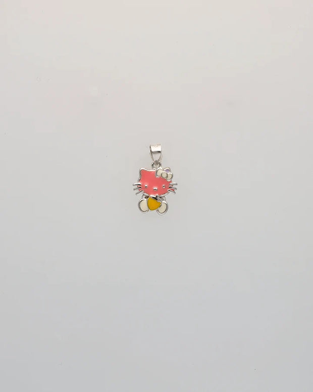 Hello Kitty Pink Enamel Pendant in 92.5 Silver