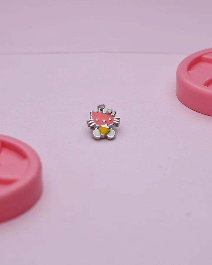 Hello Kitty Pink Enamel Pendant in 92.5 Silver