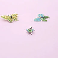 Green & Blue Butterfly Enamel Pendant in 92.5 Silver