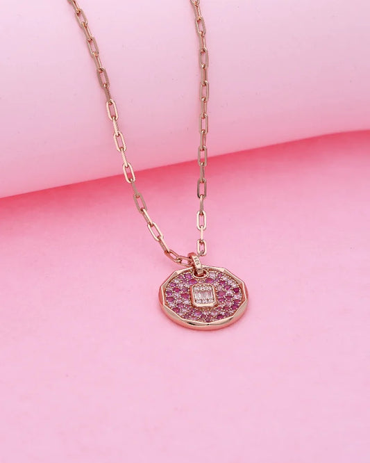 Rose Blush Circle Link Chain in 92.5 Silver