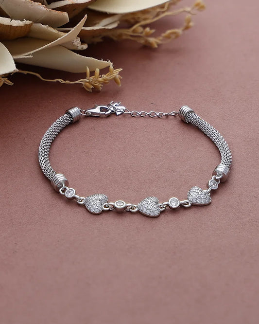 Cordia Mesh Heart Bracelet in 92.5 Silver