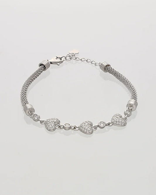 Cordia Mesh Heart Bracelet in 92.5 Silver