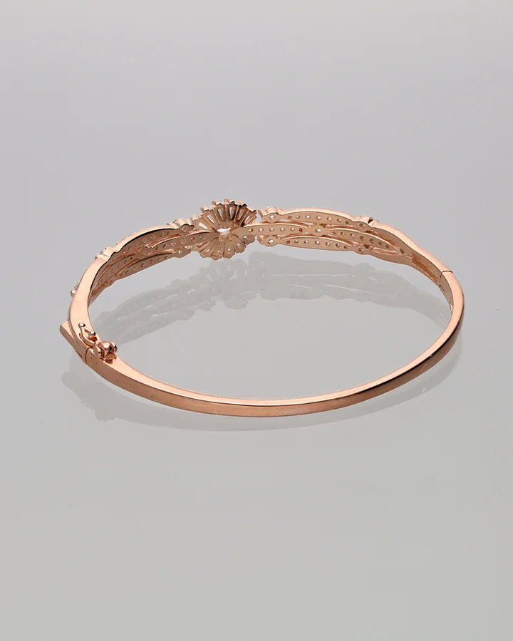 Rose Gold Floral Kada in 92.5 Silver