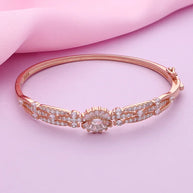 Rose Gold Floral Kada in 92.5 Silver
