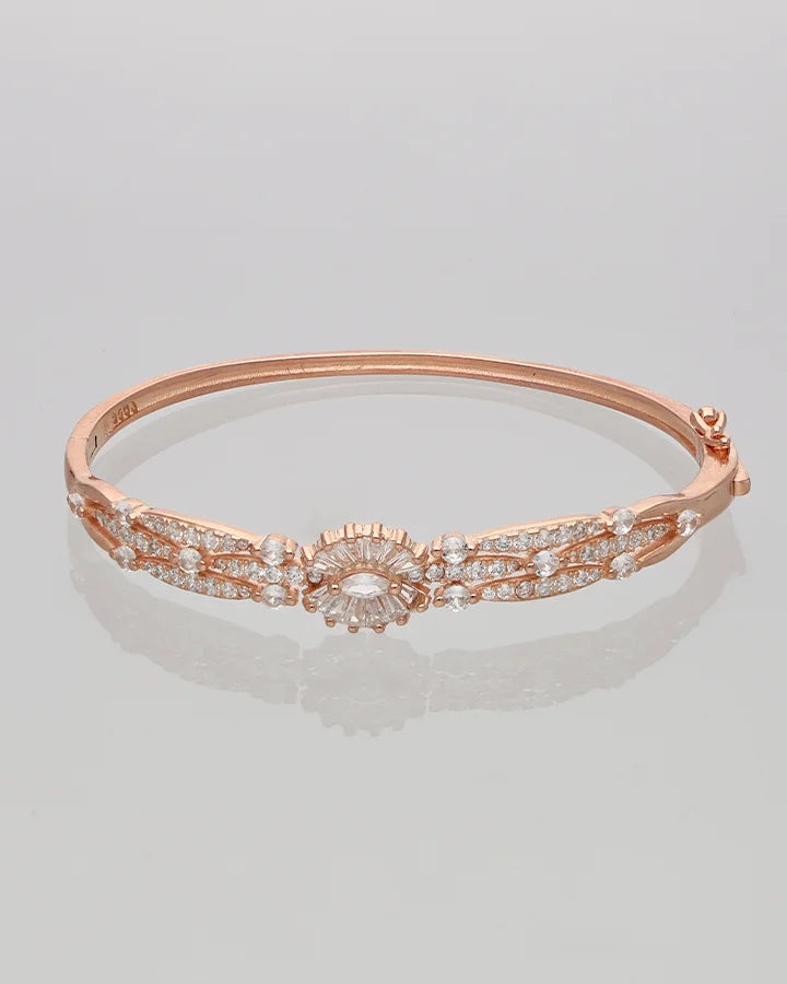 Rose Gold Floral Kada in 92.5 Silver