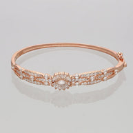 Rose Gold Floral Kada in 92.5 Silver
