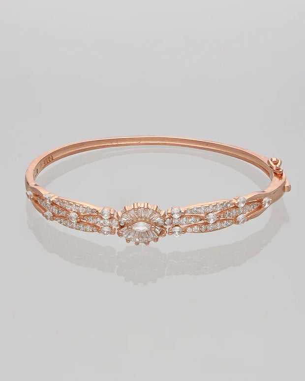 Rose Gold Floral Kada in 92.5 Silver