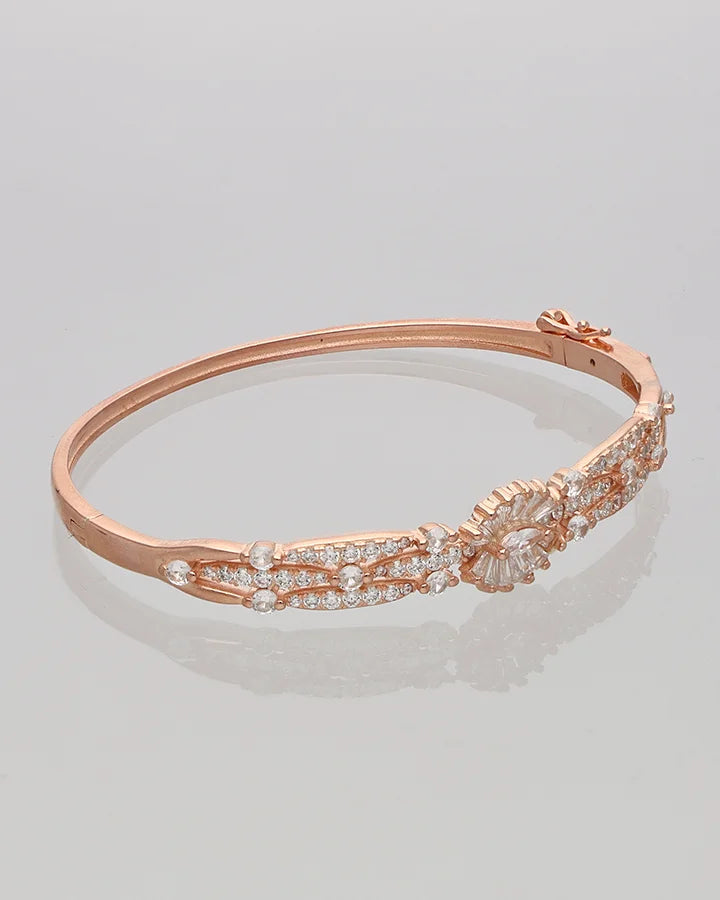 Rose Gold Floral Kada in 92.5 Silver