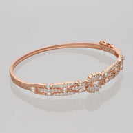 Rose Gold Floral Kada in 92.5 Silver