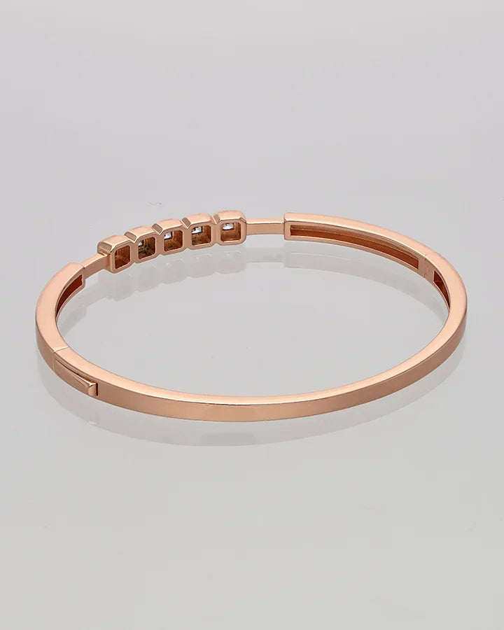 Rose Gold Square Stone Kada in 92.5 Silver