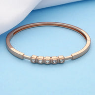 Rose Gold Square Stone Kada in 92.5 Silver