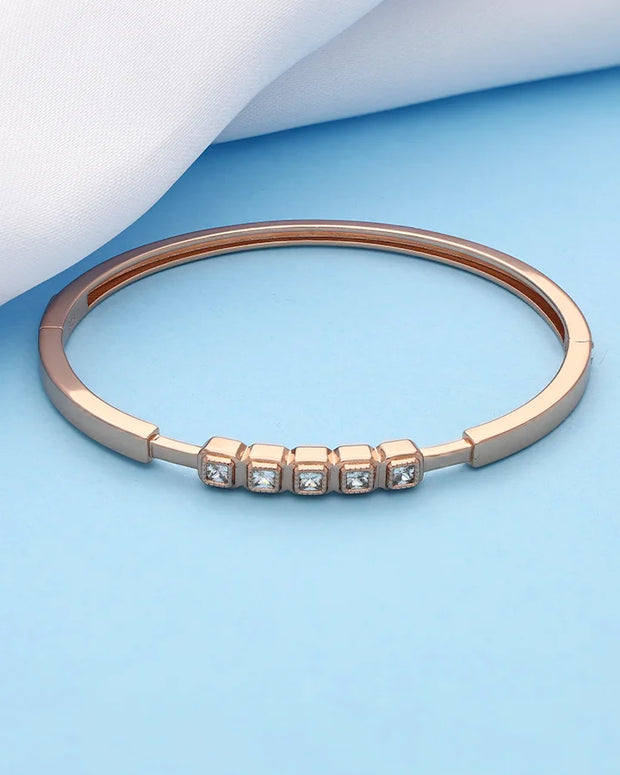 Rose Gold Square Stone Kada in 92.5 Silver