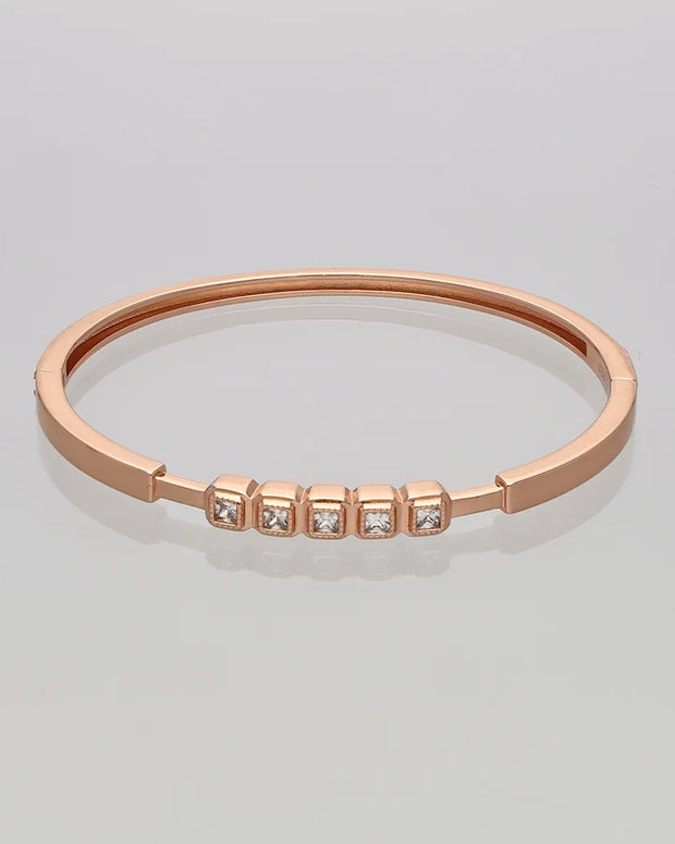 Rose Gold Square Stone Kada in 92.5 Silver