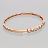Rose Gold Square Stone Kada in 92.5 Silver