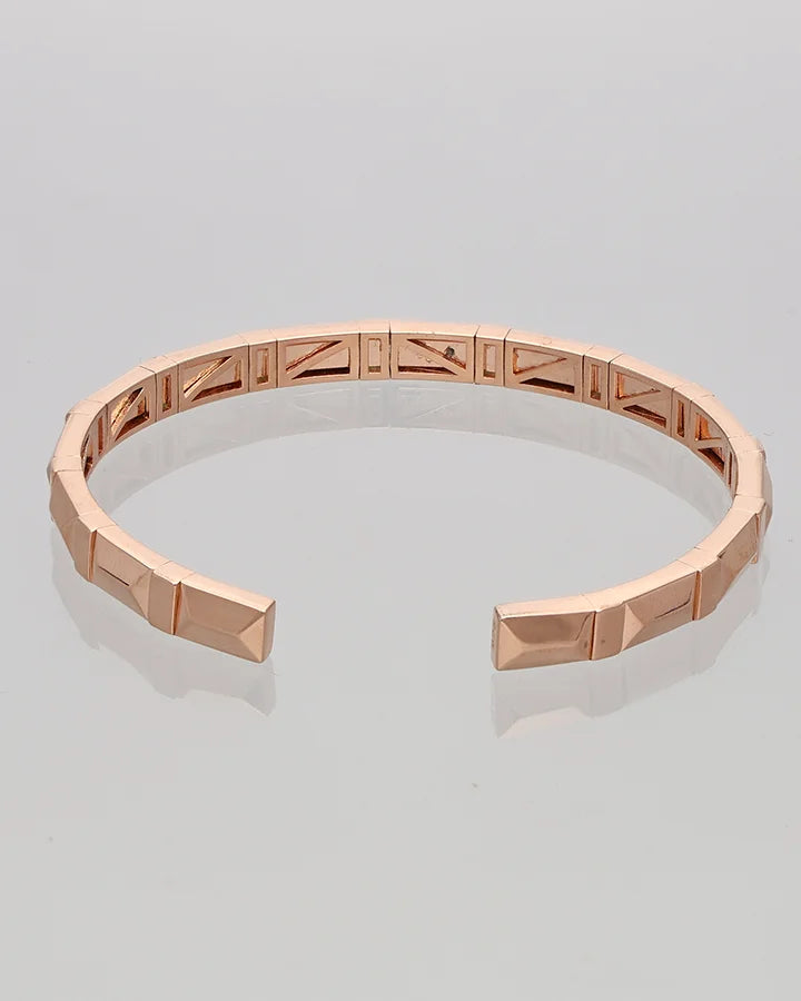 Rose Gold Adjustable Pattern Kada in 92.5 Silver