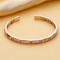 Rose Gold Adjustable Pattern Kada in 92.5 Silver