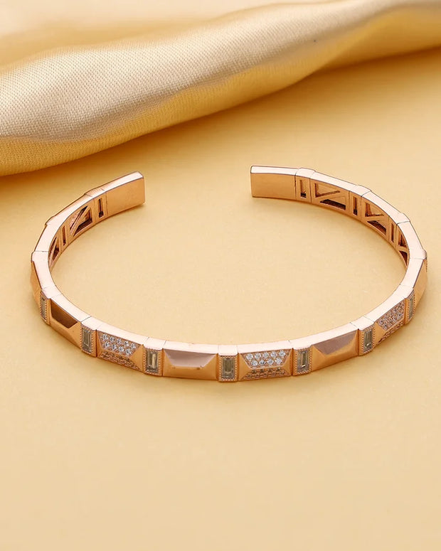 Rose Gold Adjustable Pattern Kada in 92.5 Silver