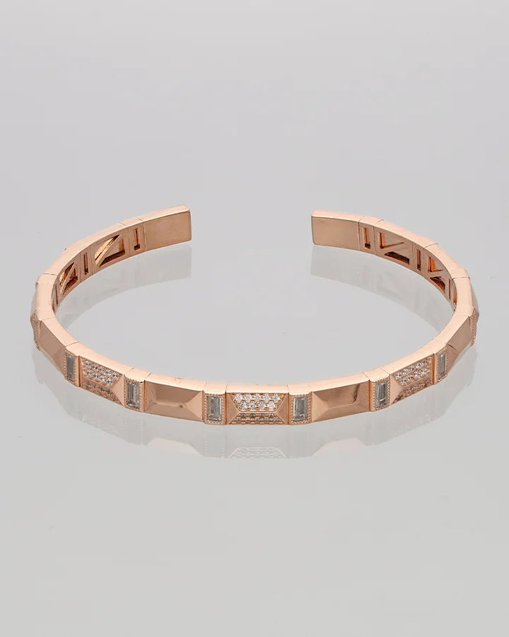 Rose Gold Adjustable Pattern Kada in 92.5 Silver
