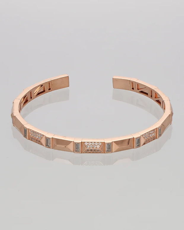 Rose Gold Adjustable Pattern Kada in 92.5 Silver