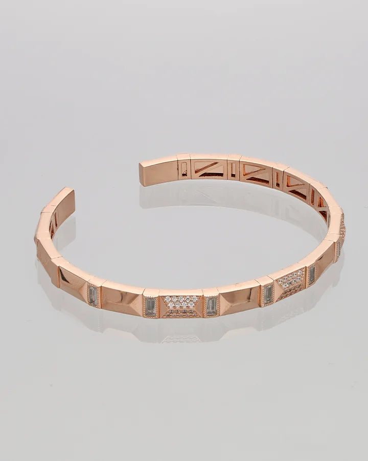 Rose Gold Adjustable Pattern Kada in 92.5 Silver