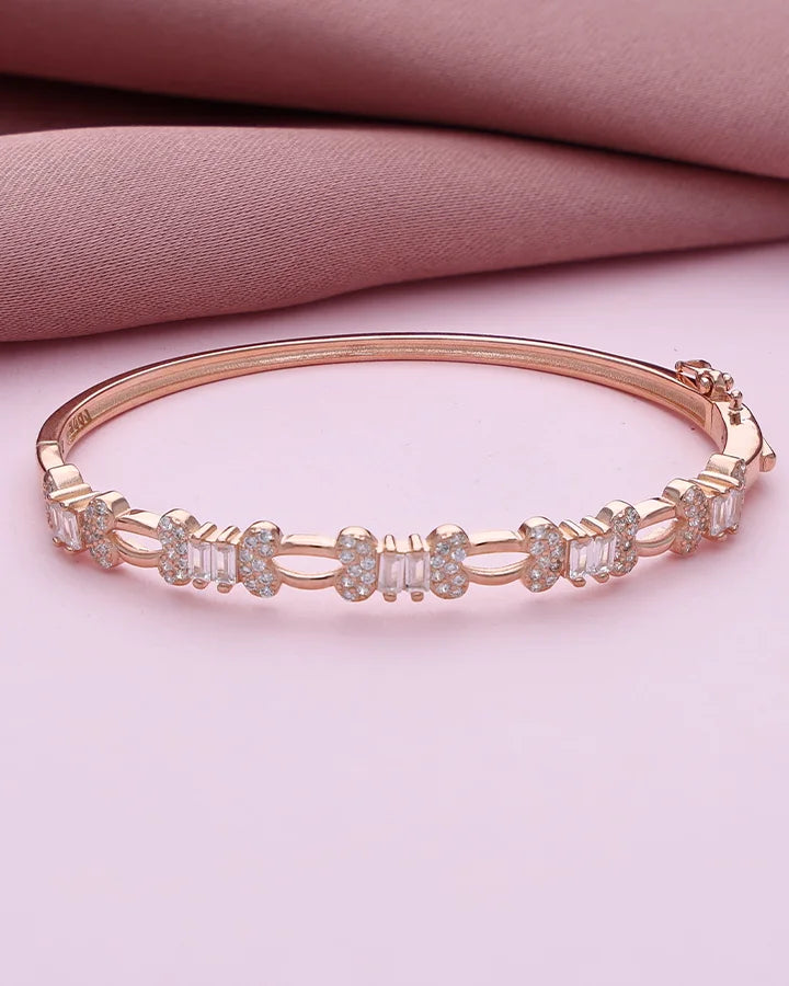 Rose Gold Intricate Micro Stone Kada in 92.5 Silver