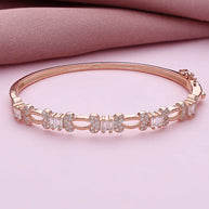 Rose Gold Intricate Micro Stone Kada in 92.5 Silver