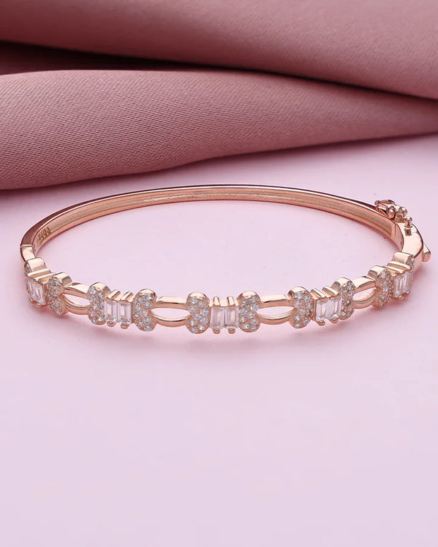 Rose Gold Intricate Micro Stone Kada in 92.5 Silver