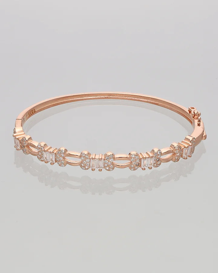 Rose Gold Intricate Micro Stone Kada in 92.5 Silver