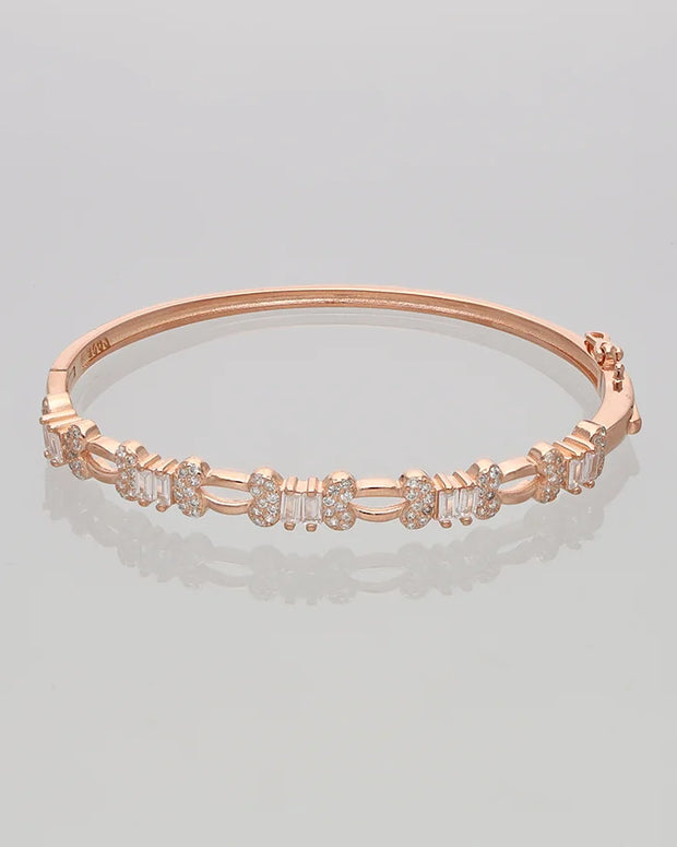 Rose Gold Intricate Micro Stone Kada in 92.5 Silver