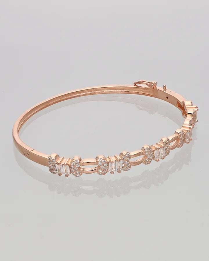 Rose Gold Intricate Micro Stone Kada in 92.5 Silver