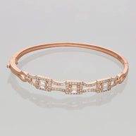 Rose Gold Intricate White Stone Kada in 92.5 Silver