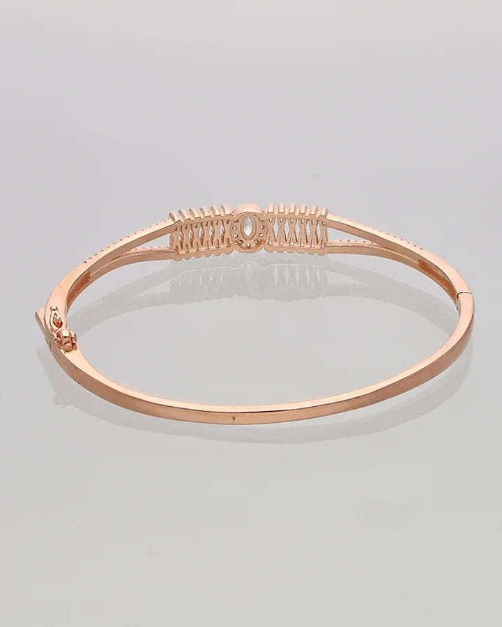 Rose Gold Oval Center Stone Kada in 92.5 Silver