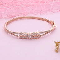 Rose Gold Oval Center Stone Kada in 92.5 Silver