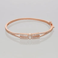 Rose Gold Oval Center Stone Kada in 92.5 Silver