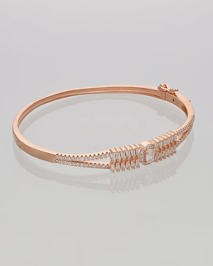 Rose Gold Oval Center Stone Kada in 92.5 Silver