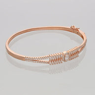 Rose Gold Oval Center Stone Kada in 92.5 Silver