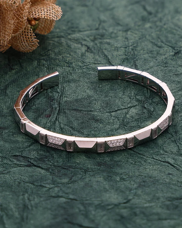 Rhodium Adjustable Pattern Kada in 92.5 Silver