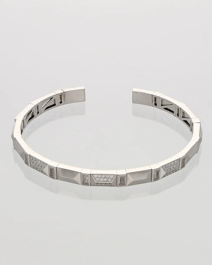 Rhodium Adjustable Pattern Kada in 92.5 Silver