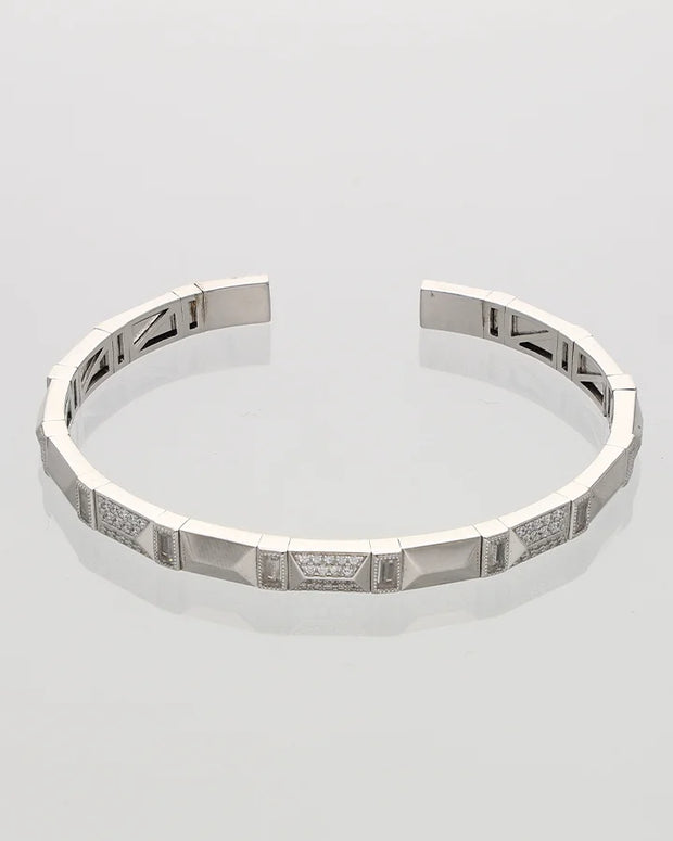 Rhodium Adjustable Pattern Kada in 92.5 Silver