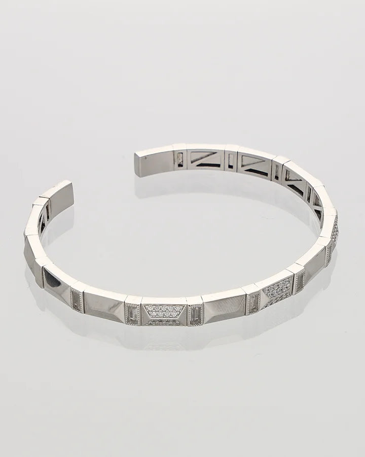 Rhodium Adjustable Pattern Kada in 92.5 Silver