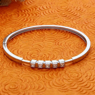 Rhodium Square Stone Kada in 92.5 Silver