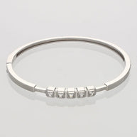 Rhodium Square Stone Kada in 92.5 Silver