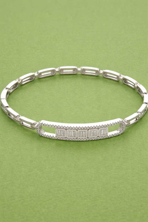 Rhodium Link Kada in 92.5 Silver
