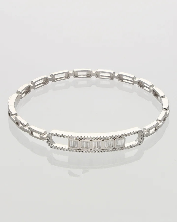 Rhodium Link Kada in 92.5 Silver