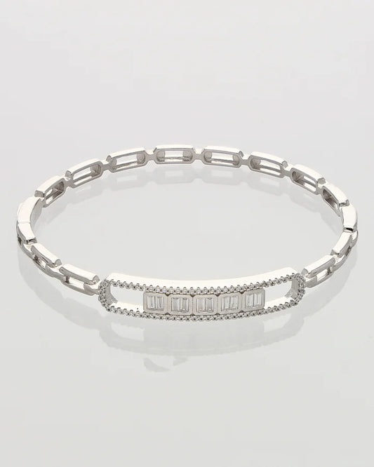 Rhodium Link Kada in 92.5 Silver