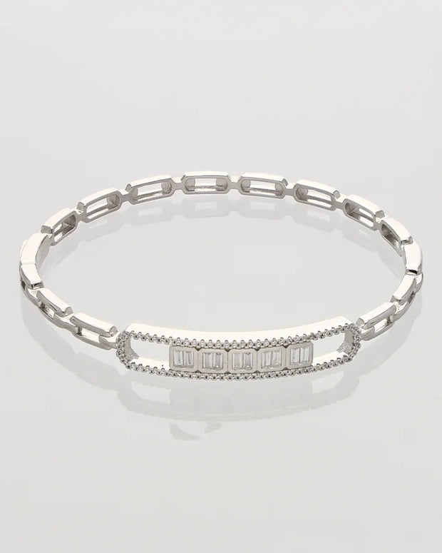 Rhodium Link Kada in 92.5 Silver