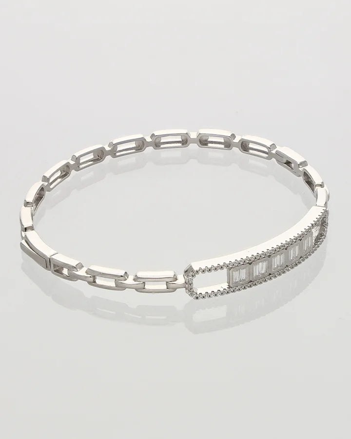 Rhodium Link Kada in 92.5 Silver